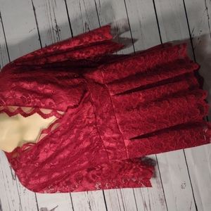 Cranberry colored lace blouse 24 w, NWT. Great for the Holidays!